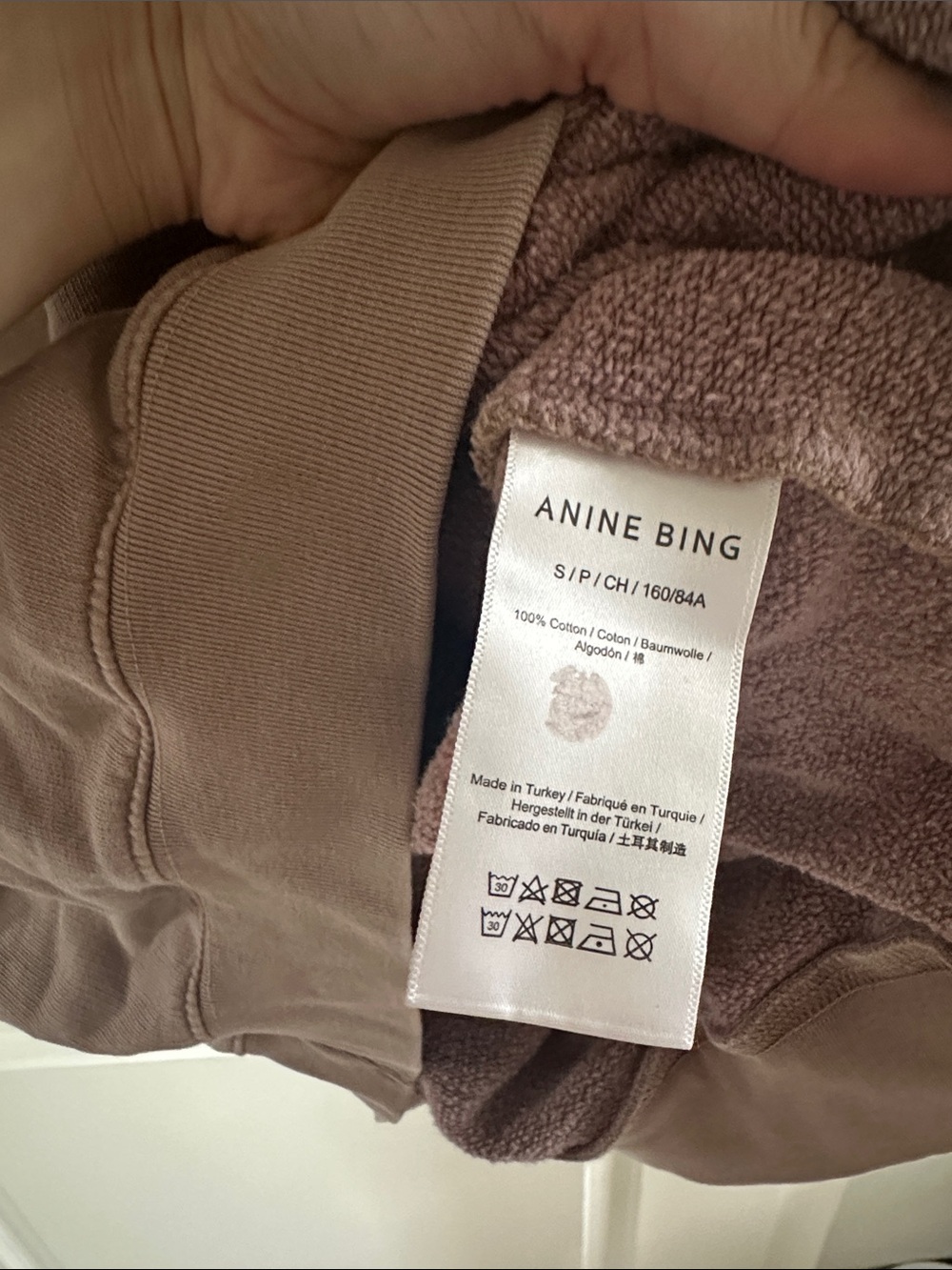 ANINE BING Men's Mauve Crewneck with White BING Applique - Picture 2 of 5